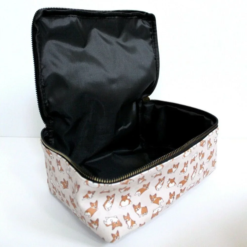 Corgi 2-Pieces Makeup Bag Set Clear and Corgi Print
